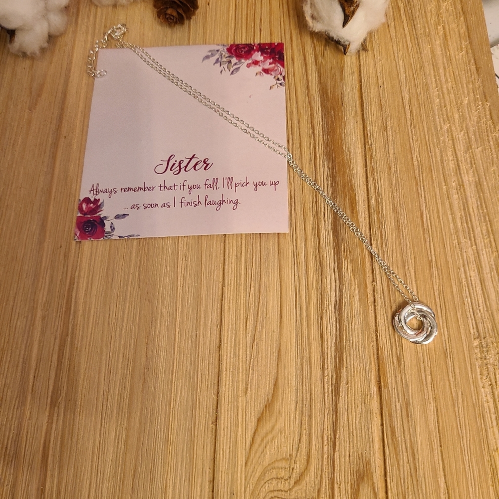 Beautiful Twisted Hoop Sister Necklace in SILVER - Picture 1 of 11